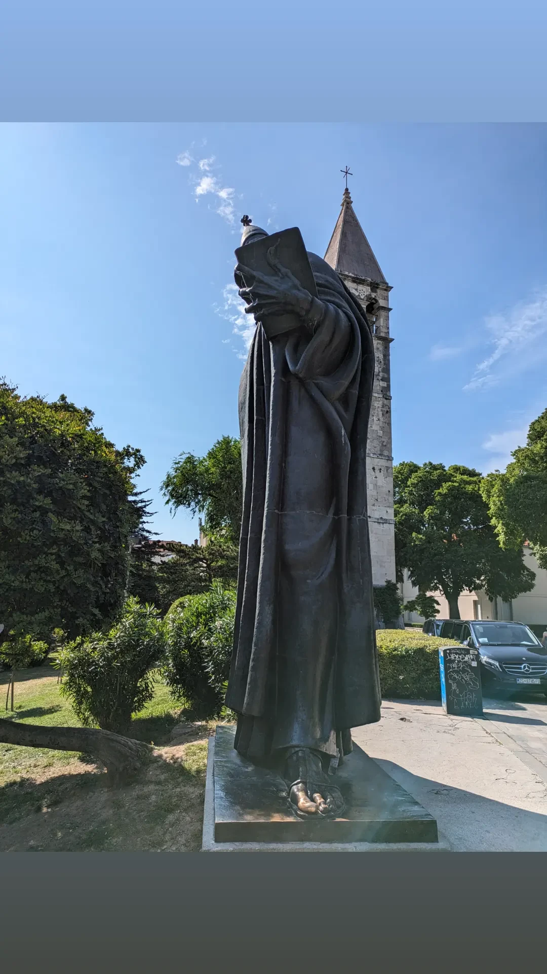Statue by the bell tower in Split's Old Town, a stop on the Old Town Classic tour